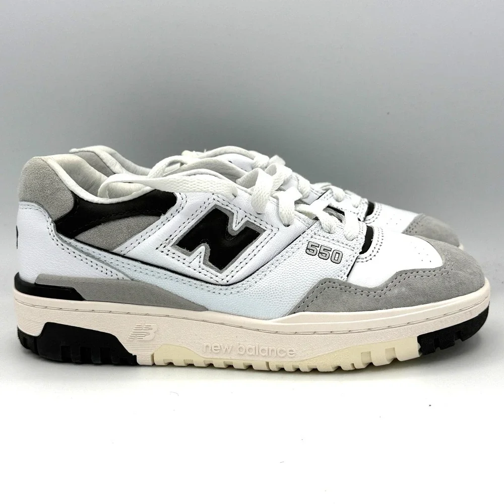 New Balance 550 Shoes Womens 6.5 Grey White Black Sneakers Outdoor BB550GWB